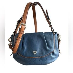 MCM Blue 2 way leather bag